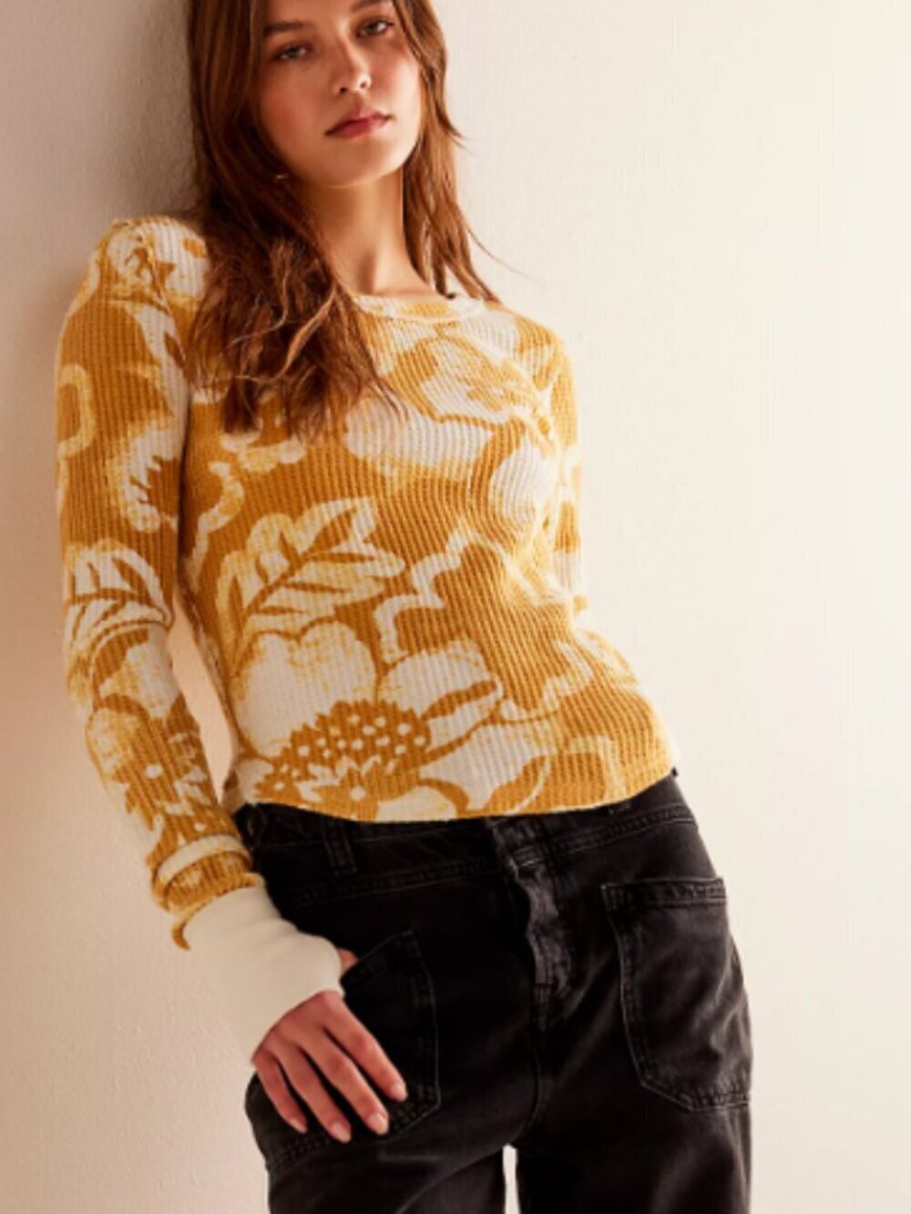 Free People Pretty Little Thermal Shirt Small